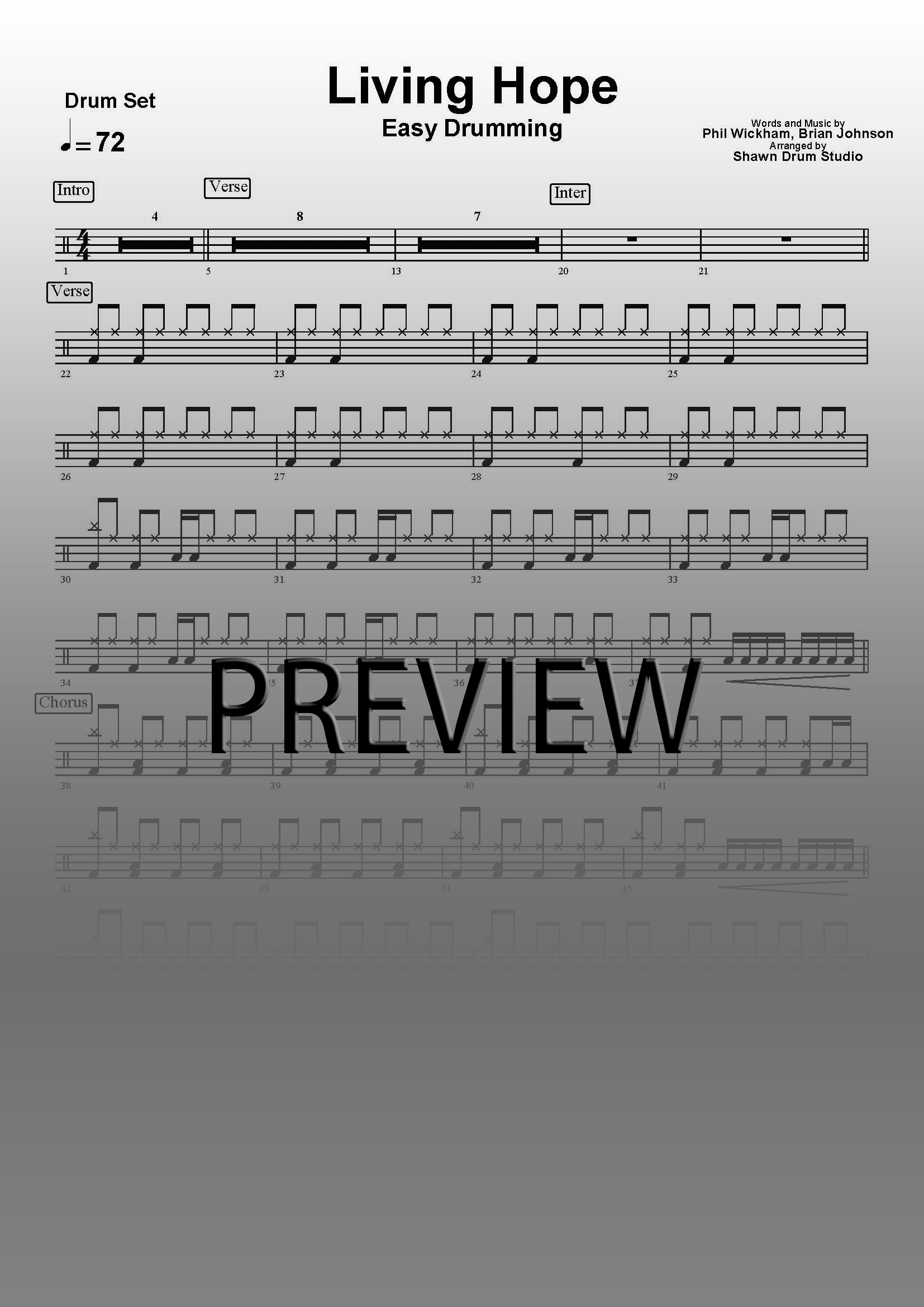 Living Hope by Phil Wickham - Easy version drum sheet music