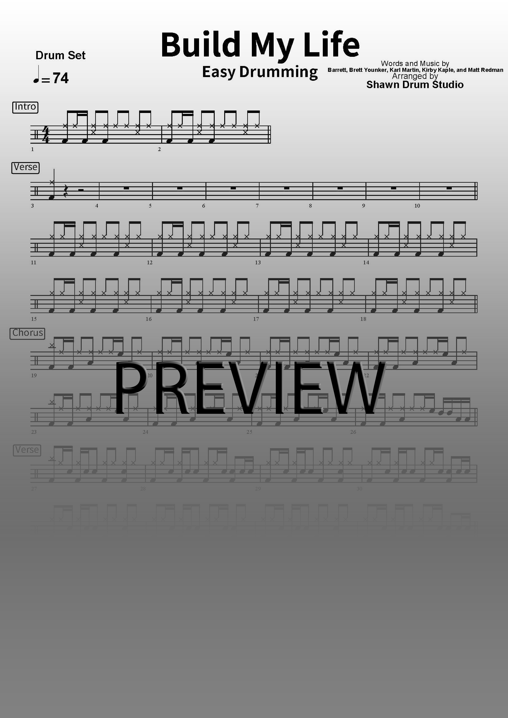 Build My Life by Pat Barrett ft. Cory Asbury - Easy version drum sheet music