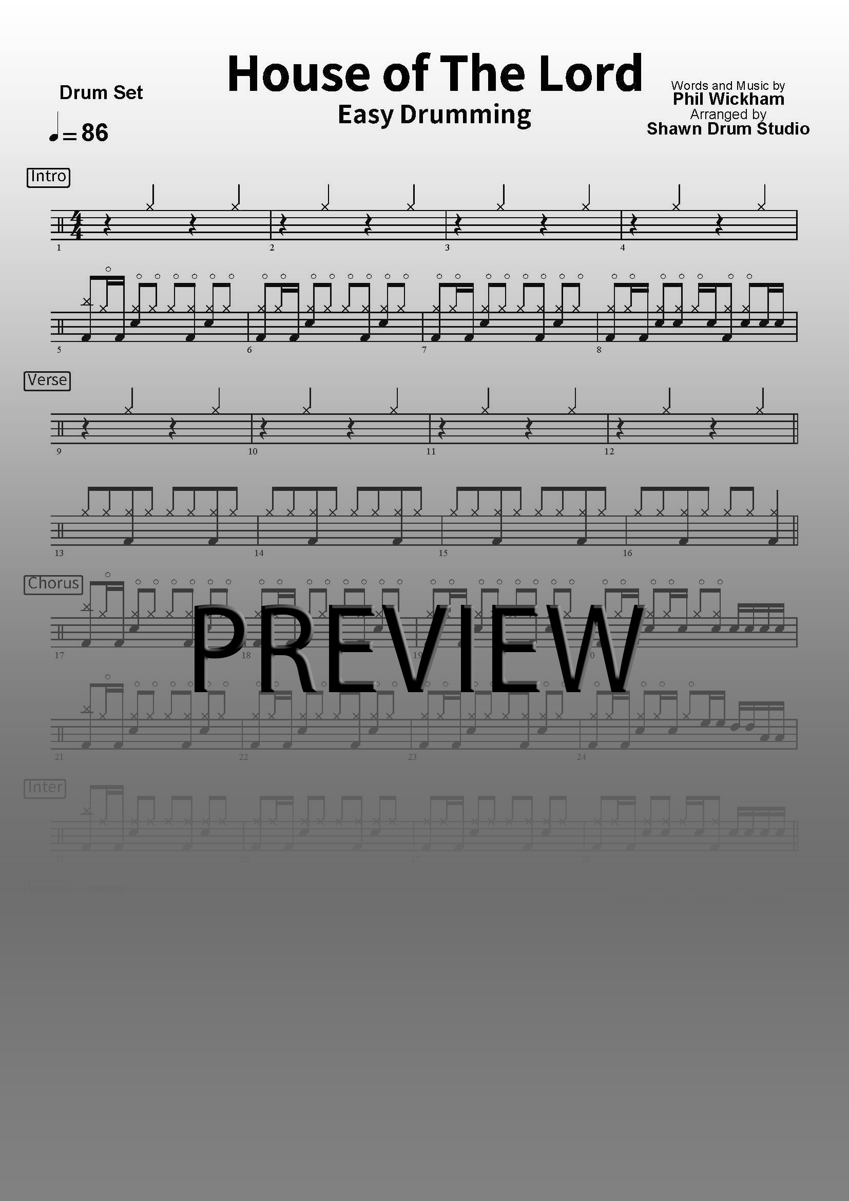 House of The Lord by Phil Wickham - Easy version drum sheet music