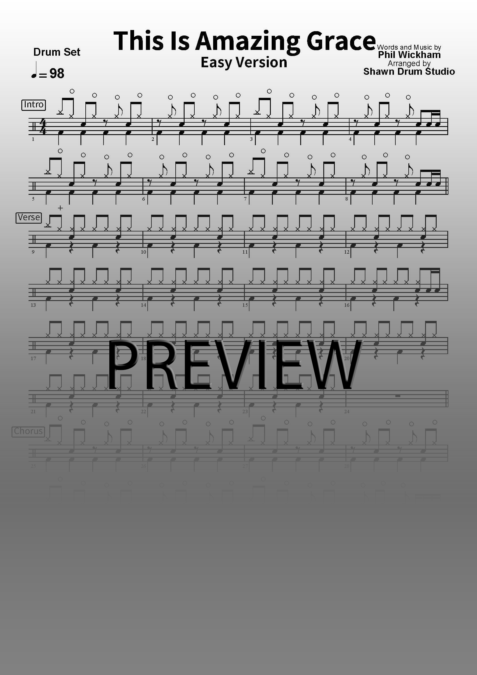 This Is Amazing Grace - Easy Version Drum Sheet Music