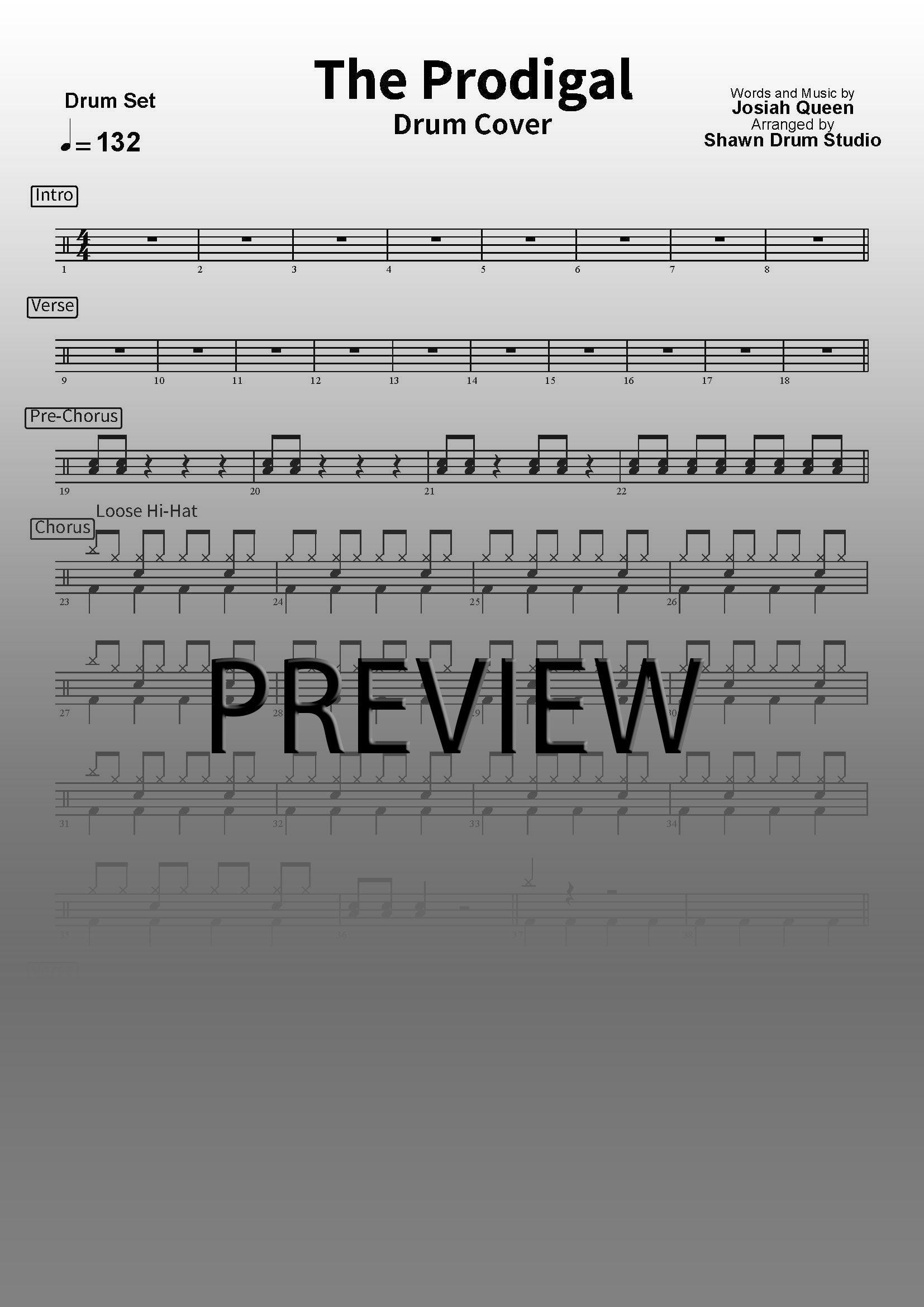 The Prodigal - Drum Cover Sheet Music